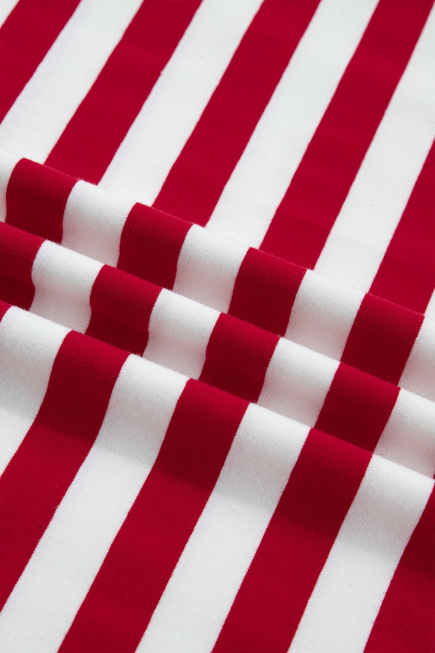 June Stripe Patchwork T Shirt in Red and White Cotton