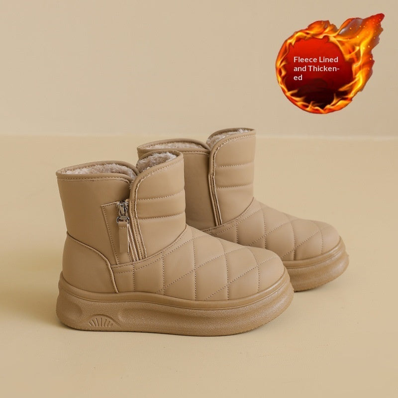 Women’s Warm Fleece-Lined Quilted Ankle Snow Boots Winter Footwear