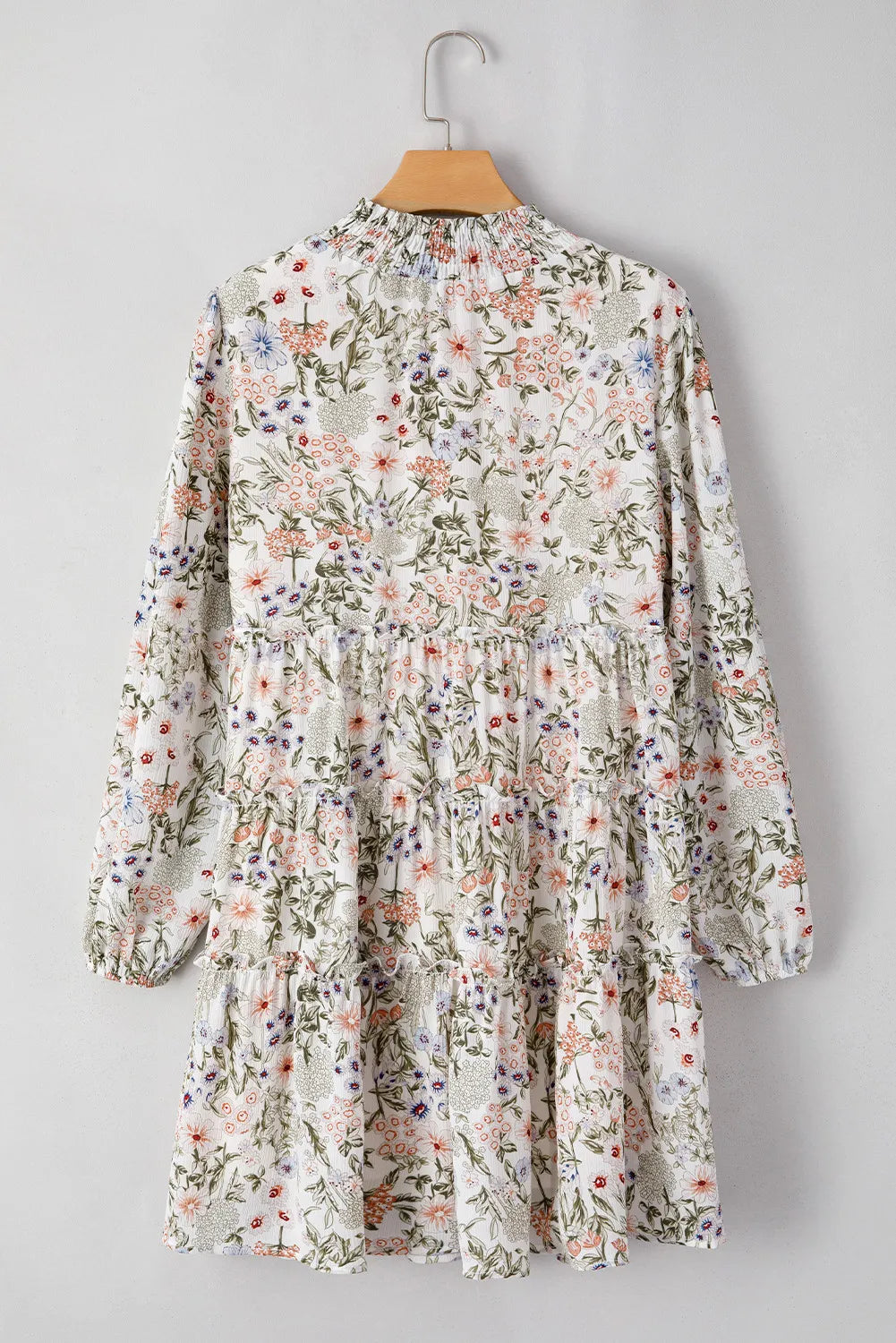Floral Mock Neck Long Sleeve Mini Dress