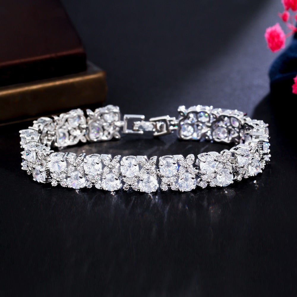 S925 Silver Micro-Inlaid Zircon Bracelet Sparkling Gemstone Jewelry