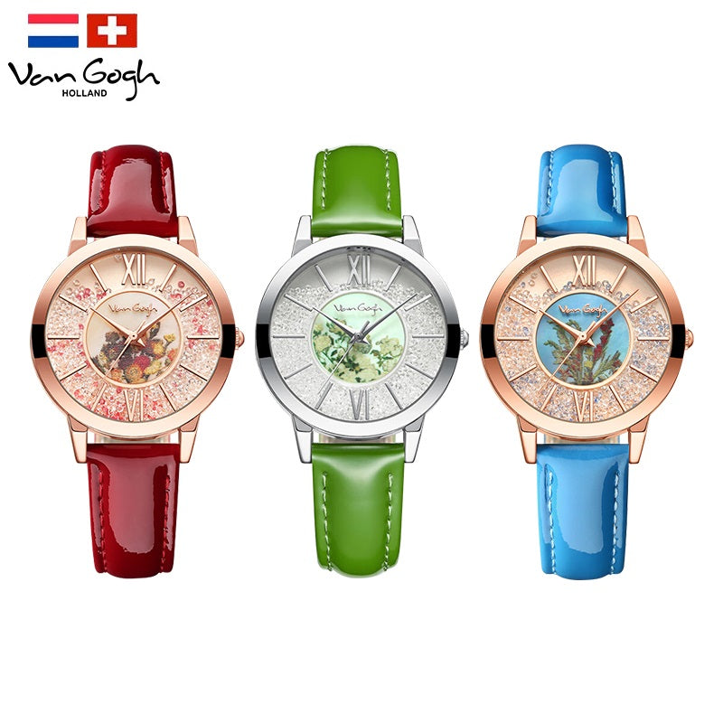 Van Gogh Women's Artistic Quartz Watch Leather Strap