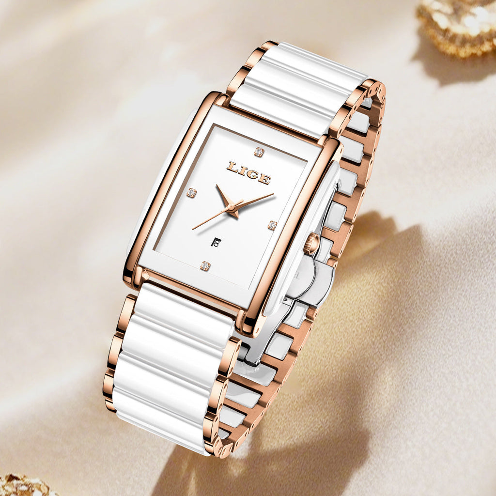 Fashion Ceramic Stainless Steel Couple Watches Quartz Watch