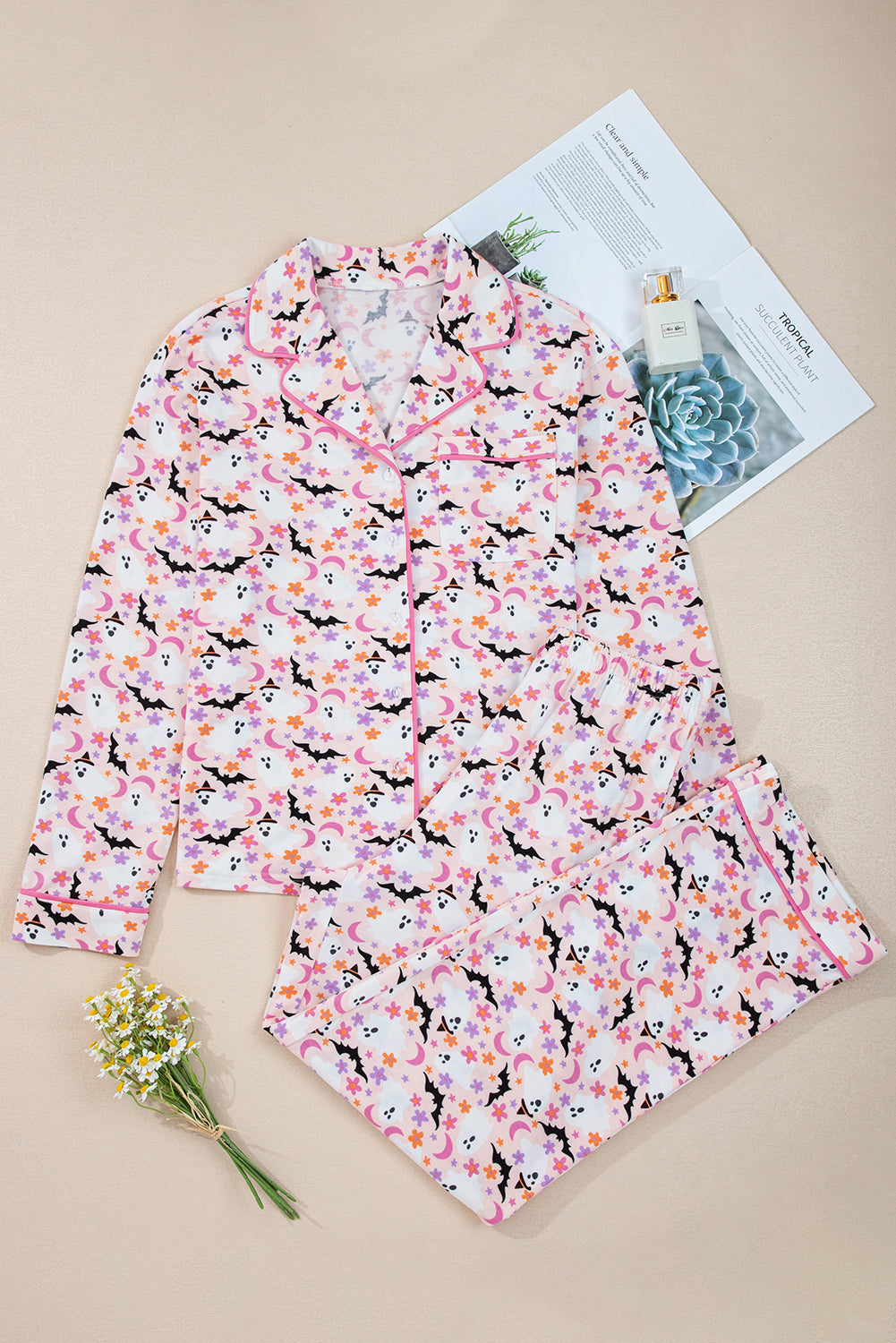 Halloween Ghosts & Bats Pajama Set