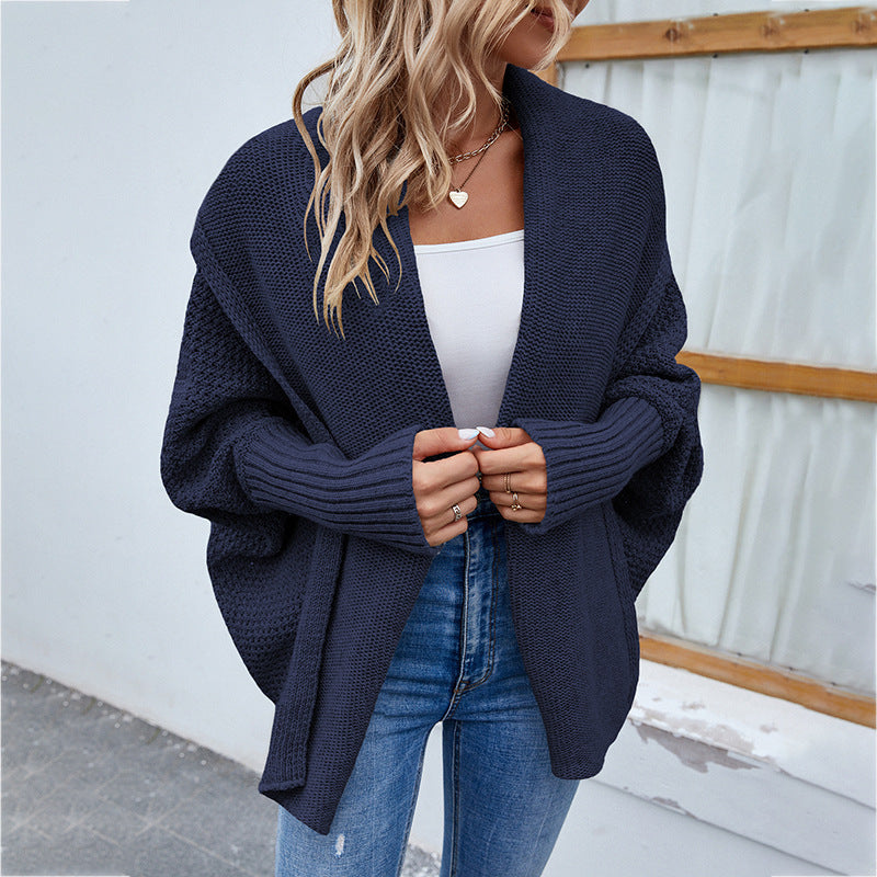 Oversized Navy Blue Batwing Cardigan
