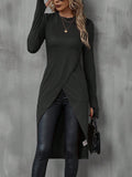 Women's Black Slim Fit Long Sleeve Crew Neck Tunic Shirt - Image 5