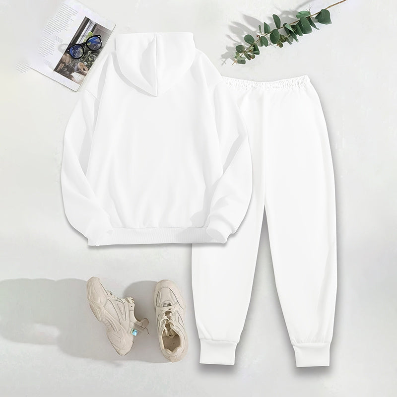 Women's Gray Letter Print Hoodie and Jogger 2-Piece Set - Image 3
