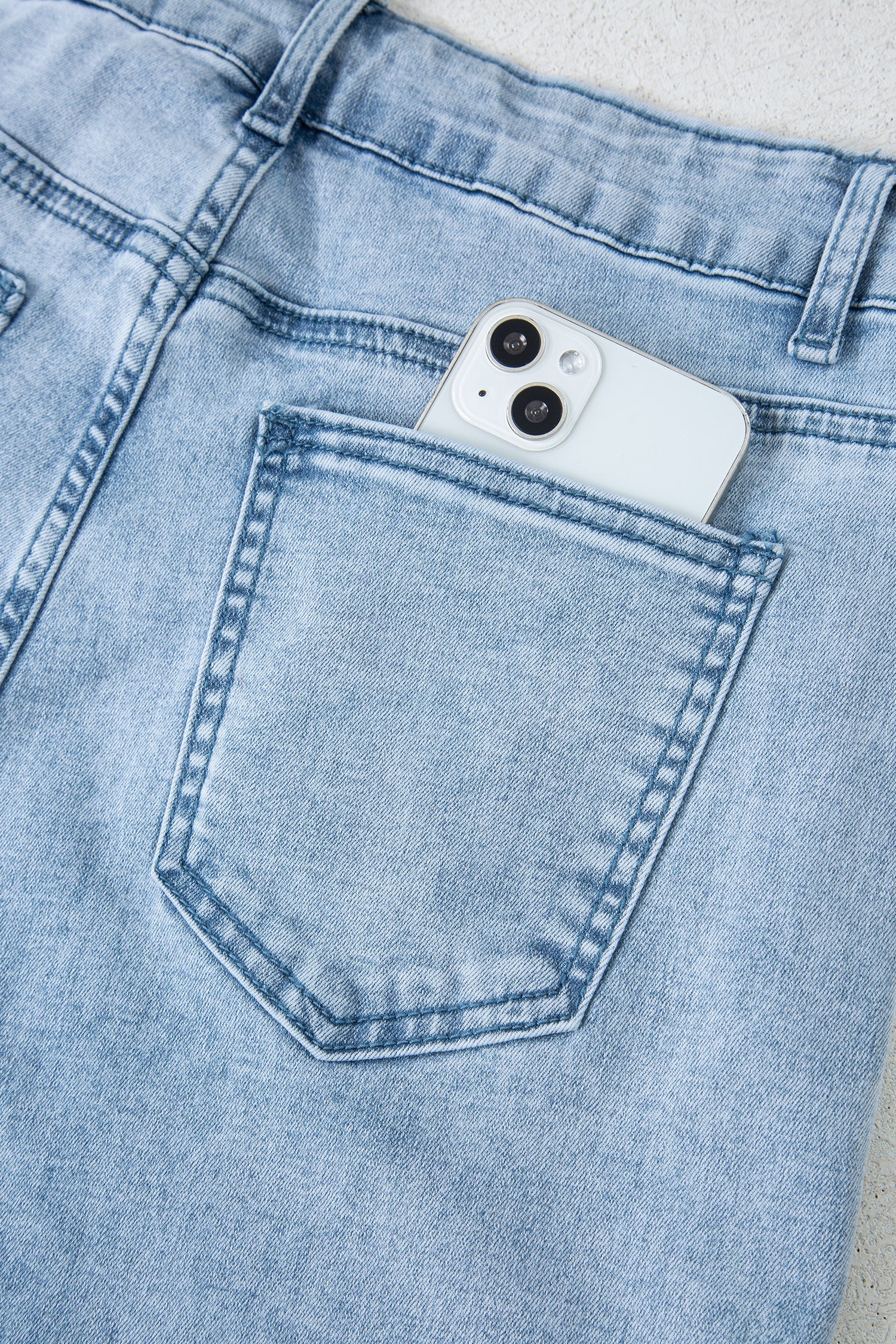 Beau Blue Bow Knot Side Detail Straight Leg Loose Jeans