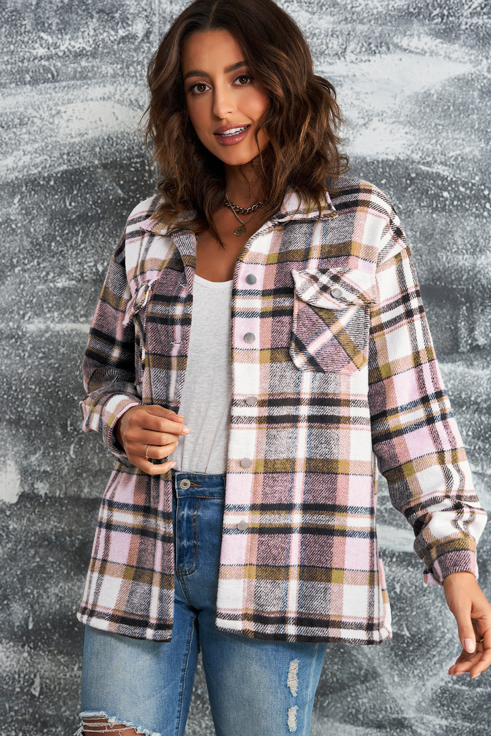 Brown Plaid Flannel Shacket | Button-Up Long Sleeve