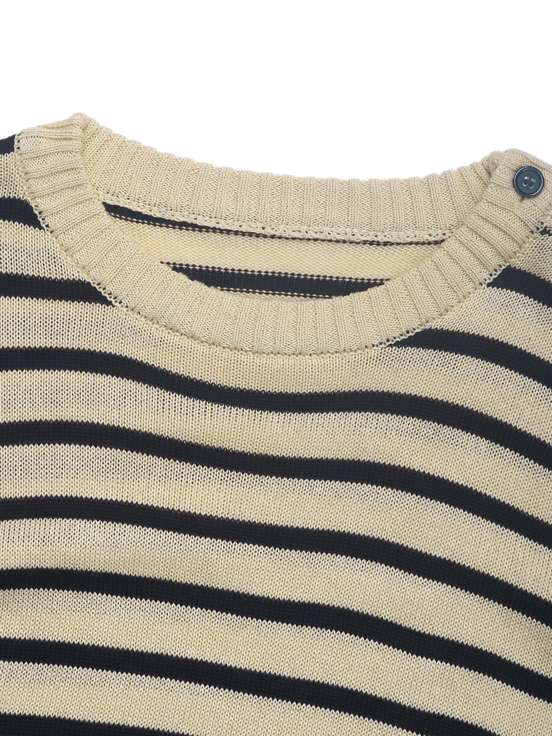 Women's Striped Knit Sweater with Decorative Shoulder Buttons - Image 6