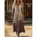 Women's Retro Chic V-Neck Long-Sleeve A-Line Maxi Dress - Image 6