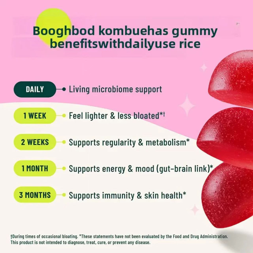 Probiotic Kombucha Gummy Candies Packaged In Bags