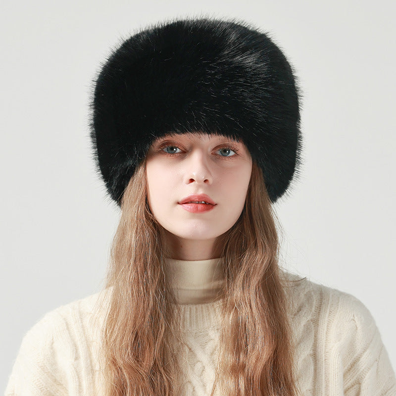 Women Plush Faux Fur Bucket Hat Winter Warm Northeast Style - Image 4