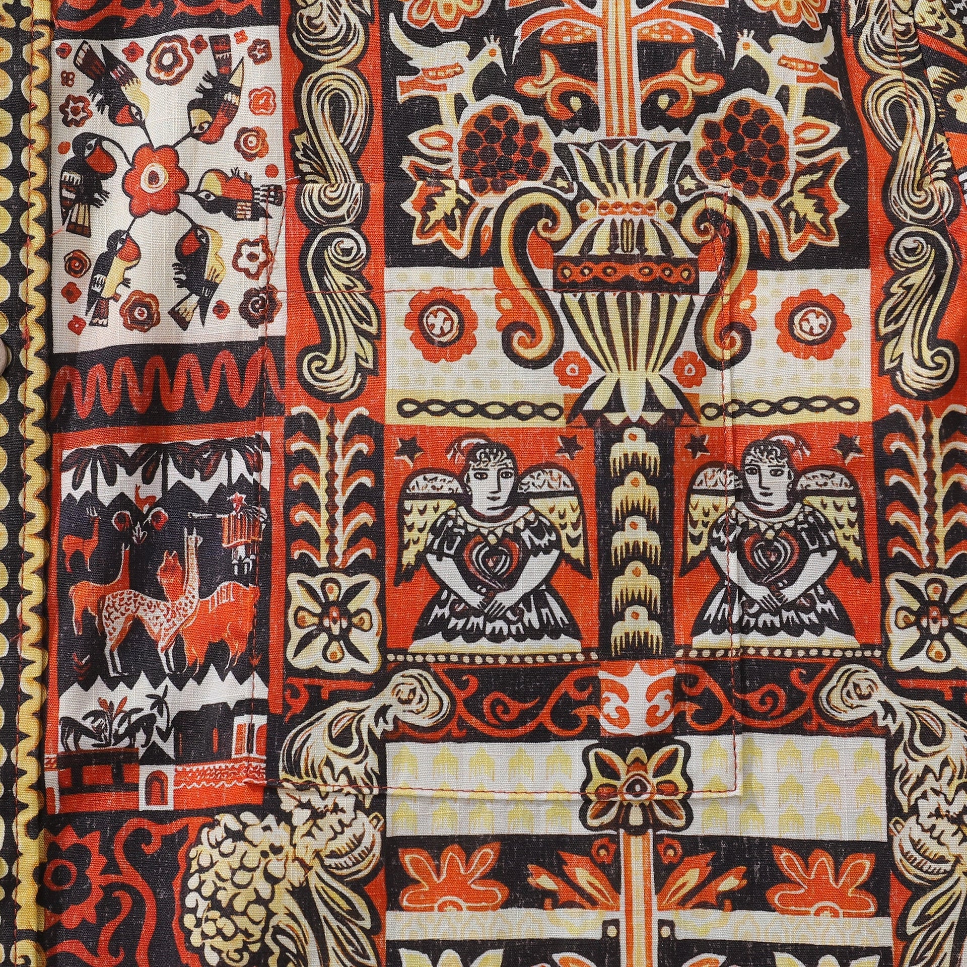 Mystical Totem Print Short Sleeve Cotton Aloha Shirt