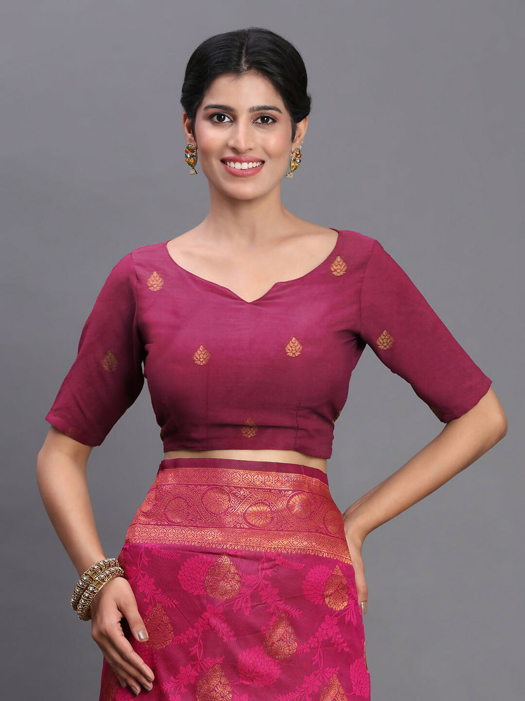 Luxurious Pink Silk Saree with Coordinating Blouse Piece