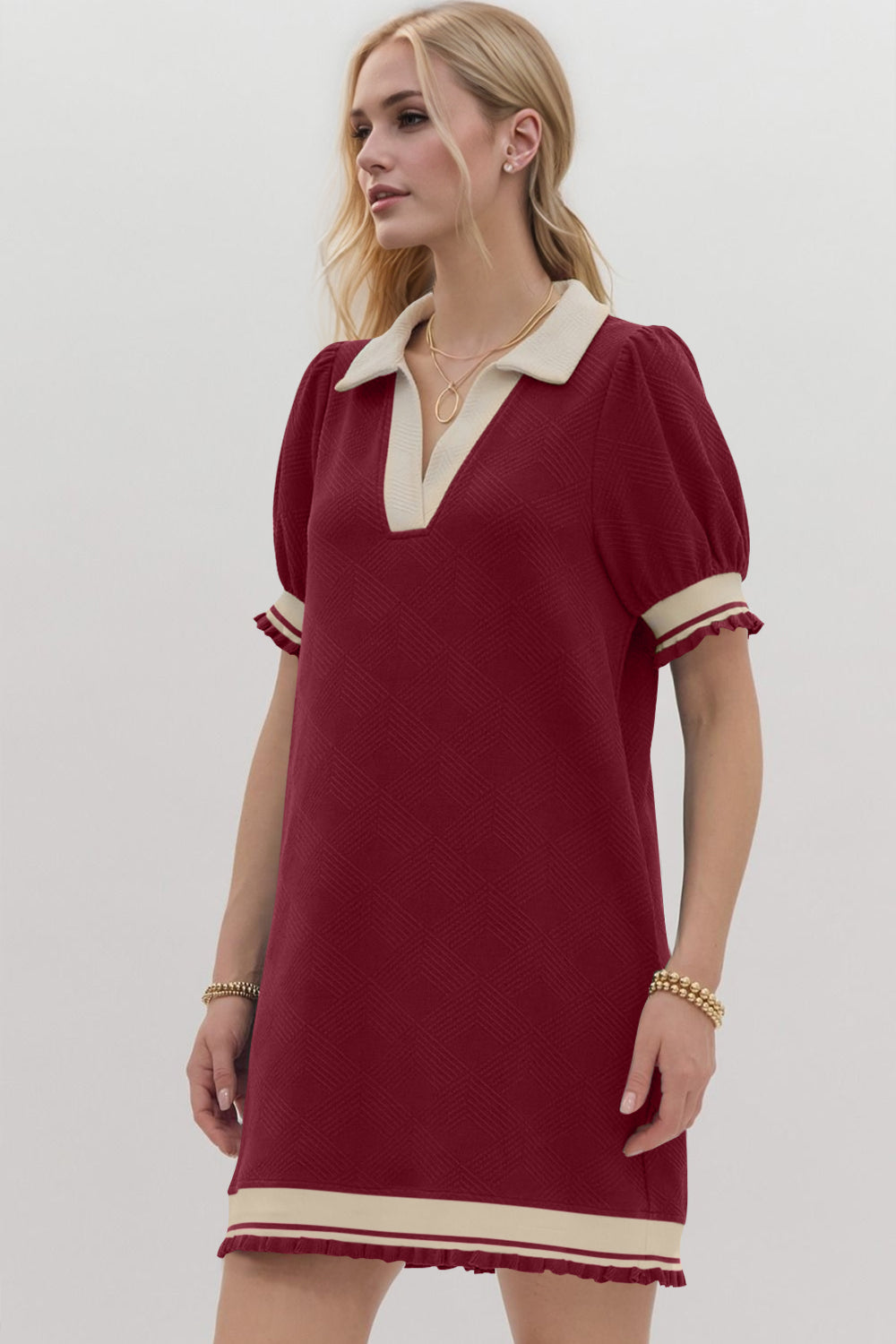 Contrast Short Sleeve Mini Dress for Women