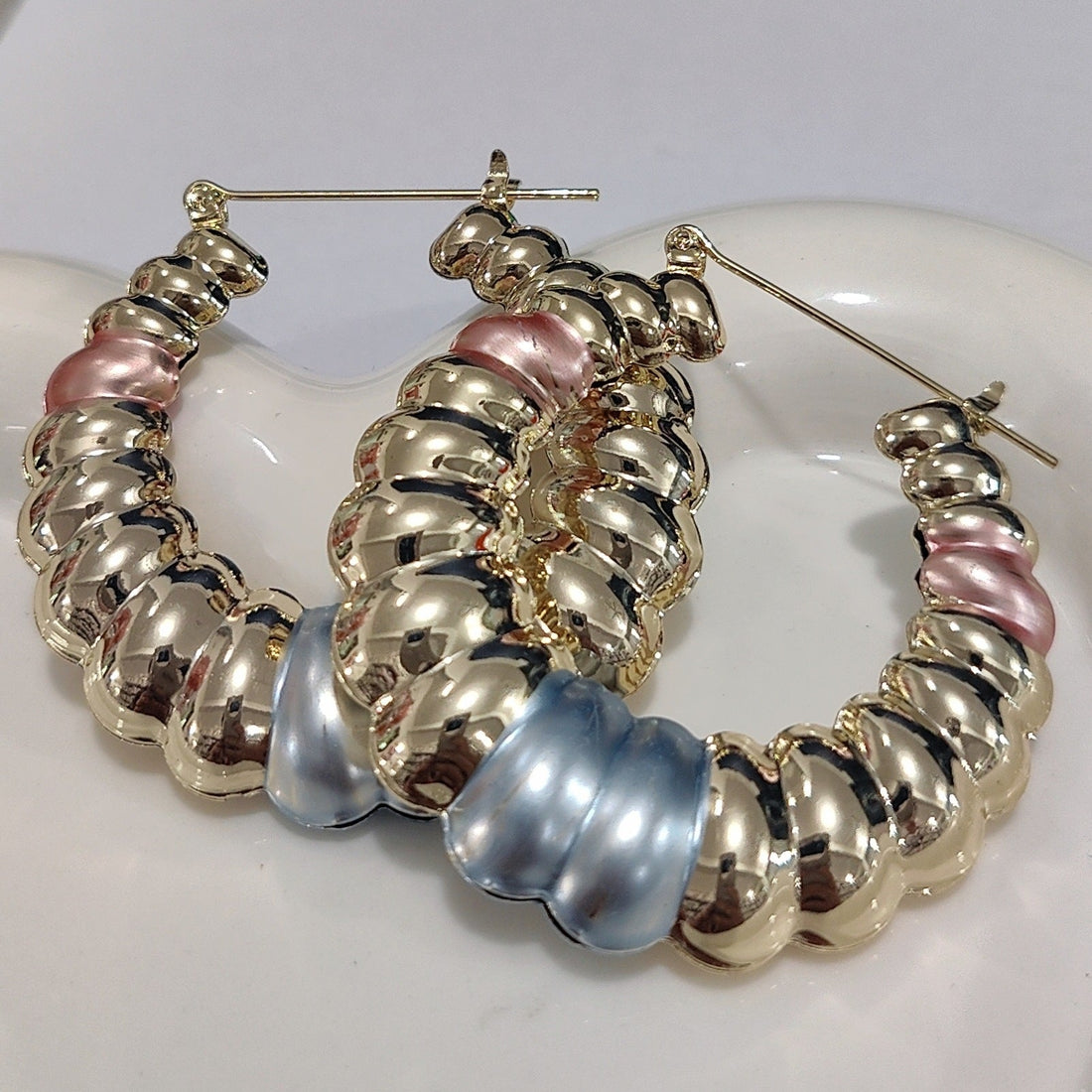 Modern Geometric Copper Earrings - Trendy Gold Pink Blue Jewelry