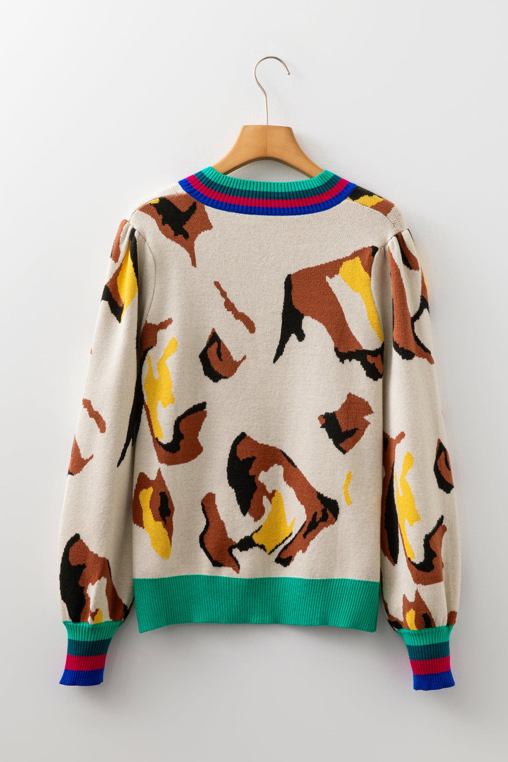 Colorblock Stripe Contrast Ribbed Knit Sweater