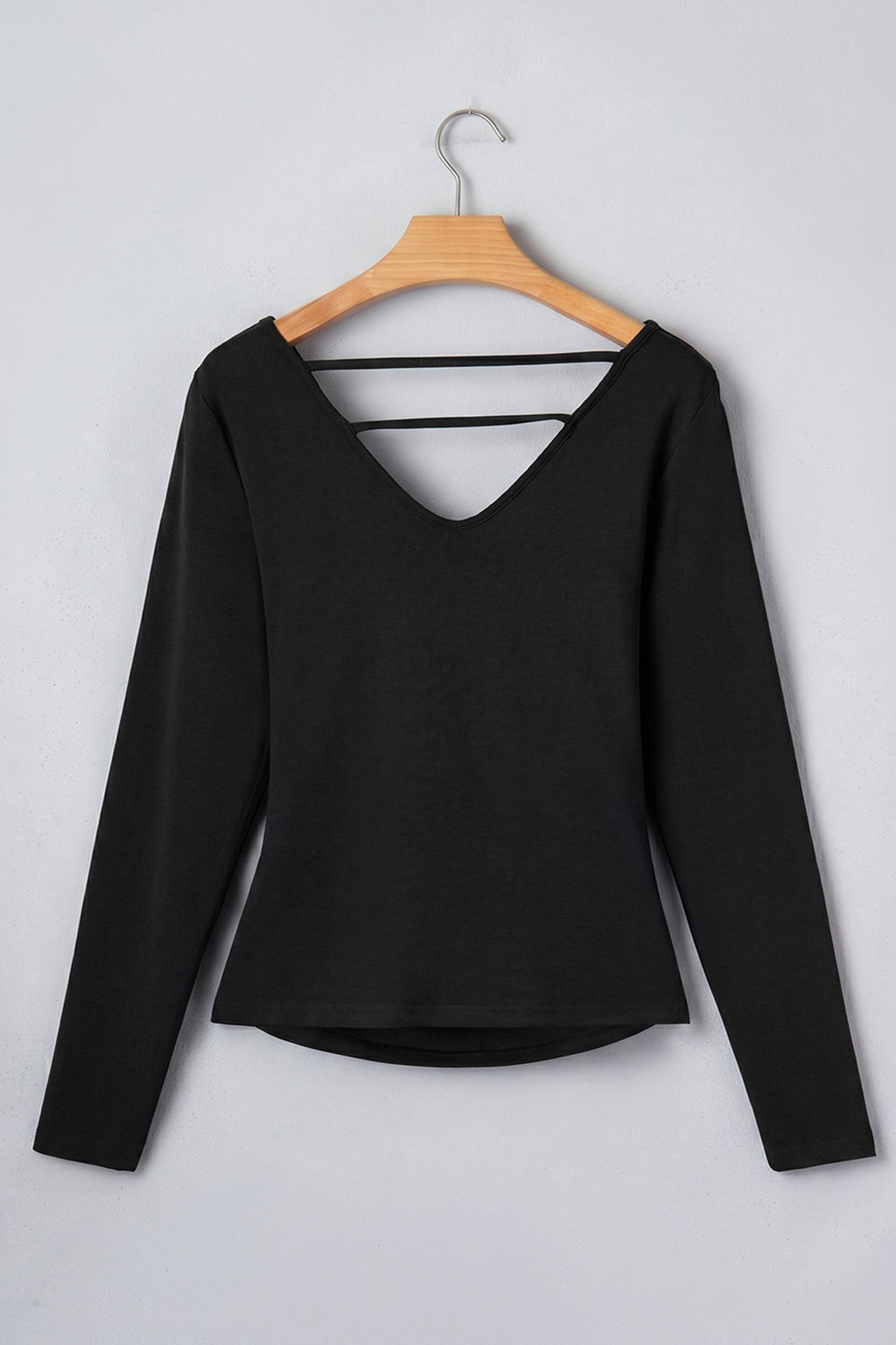 Solid Cowl Neck Ribbed Knit Long Sleeve Top
