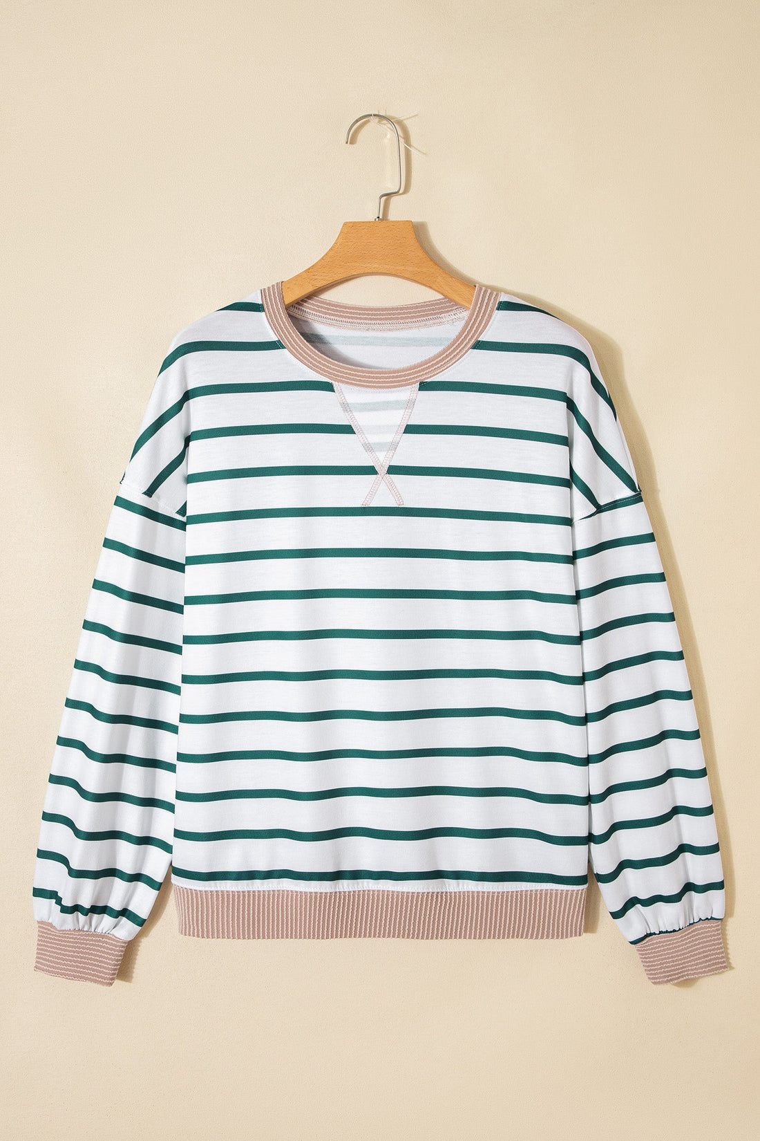 Stripe Patchwork Drop Shoulder Round Neck Sweatshirt