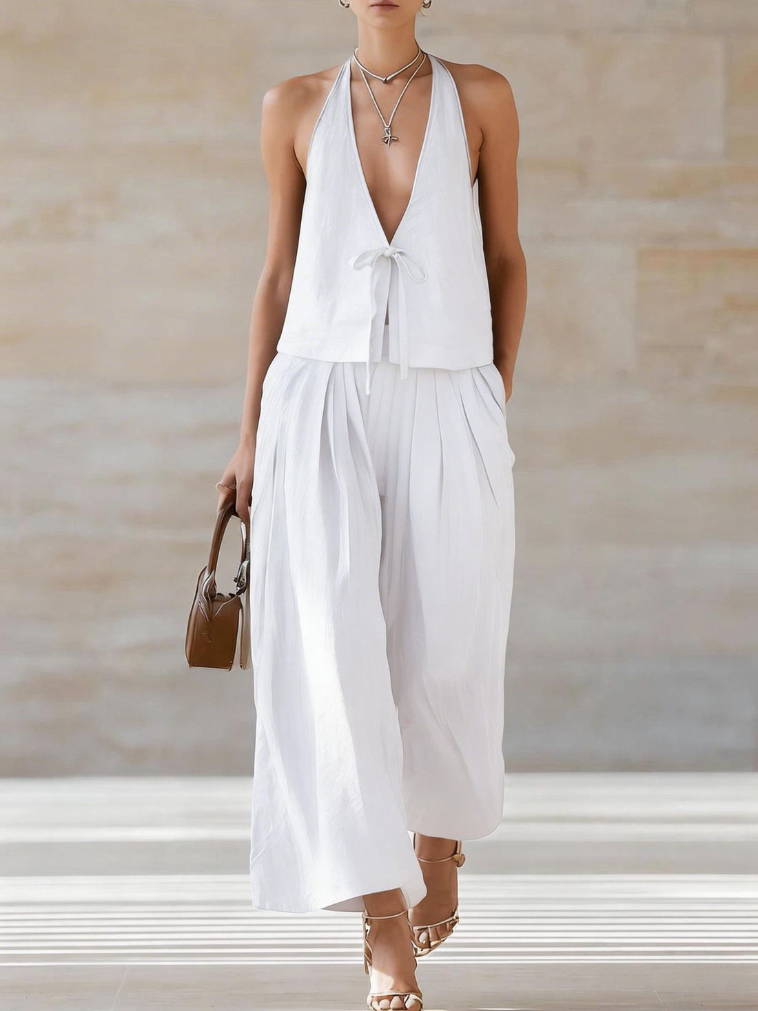 Women's Sleeveless Vest and Wide-Leg Pants Two-Piece Set - Image 11