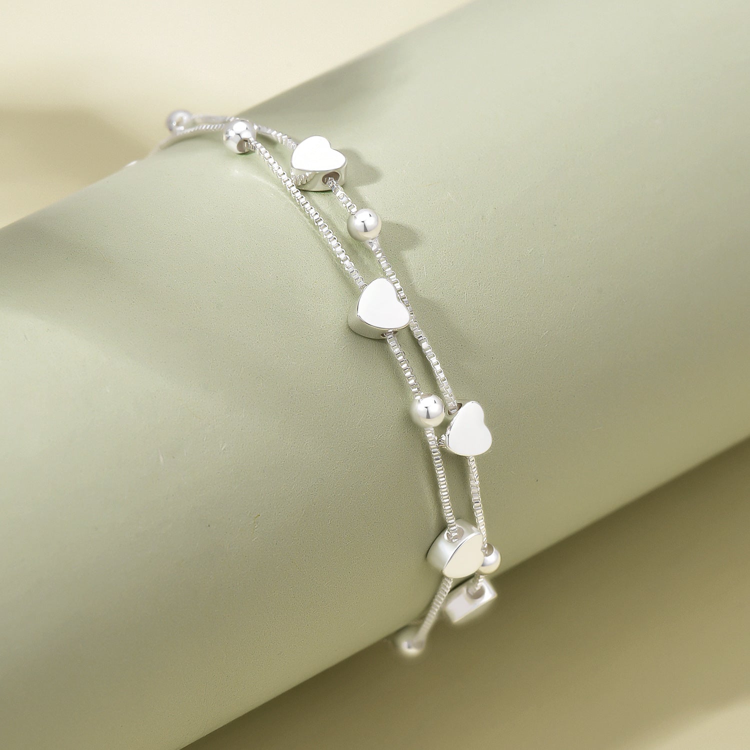 Double-layered Heart Bead Bracelet