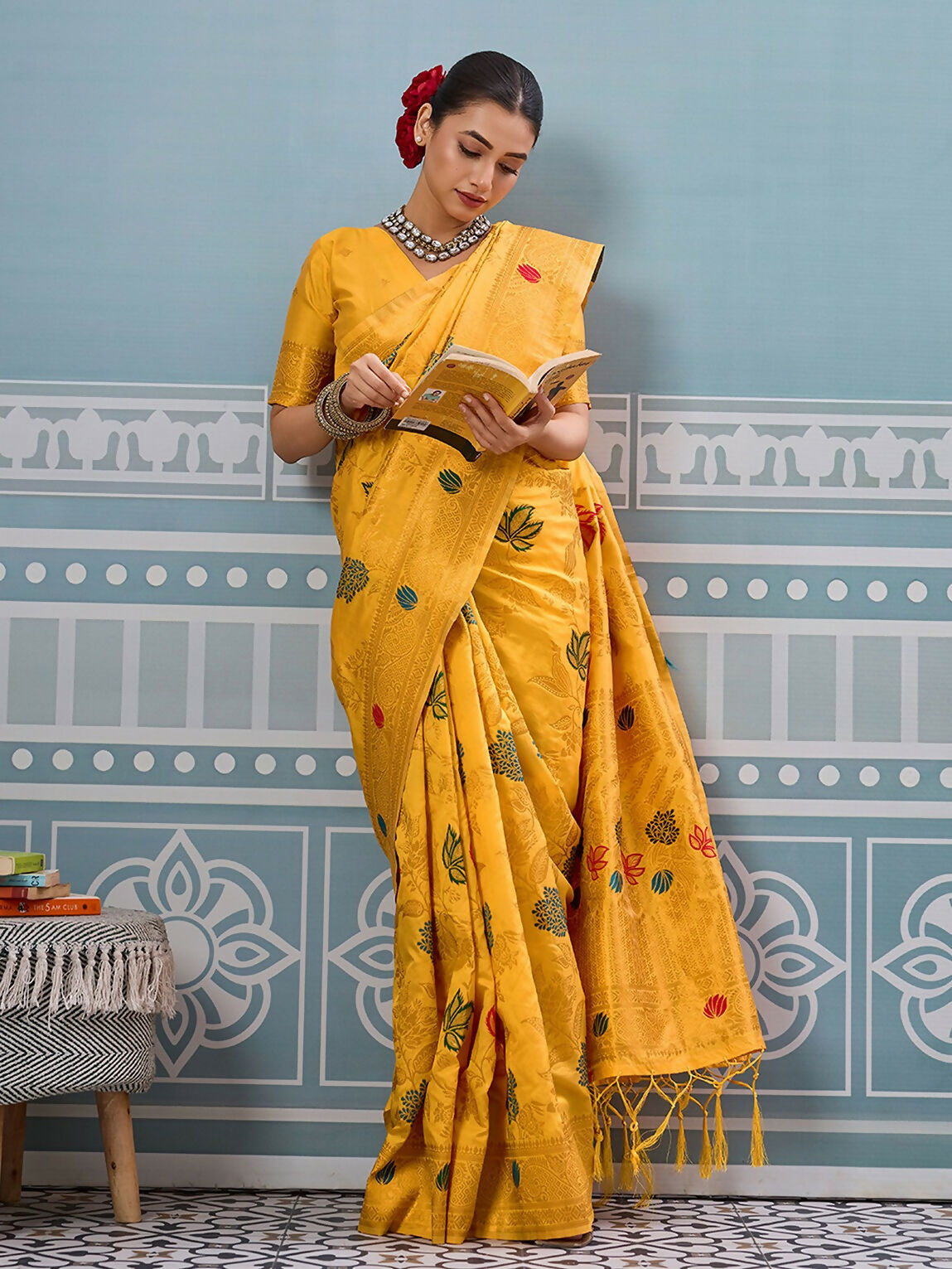 Shree Shyam Fashion Yellow Silk Saree