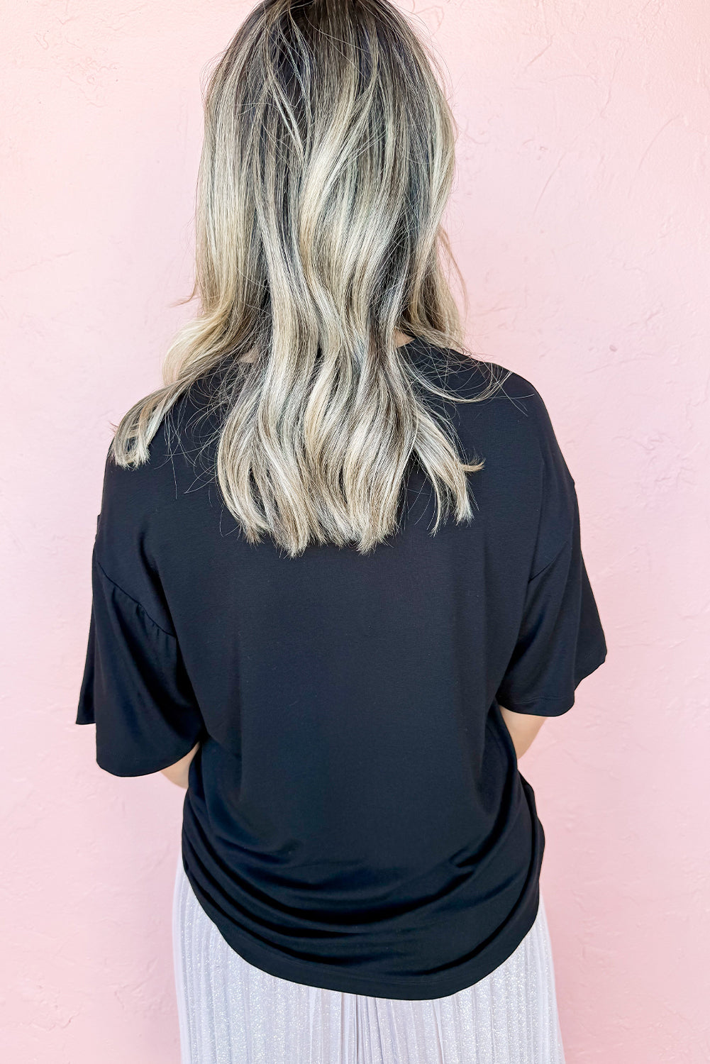 Black Game Day Baseball Pattern Oversized Heat Transfer Tee