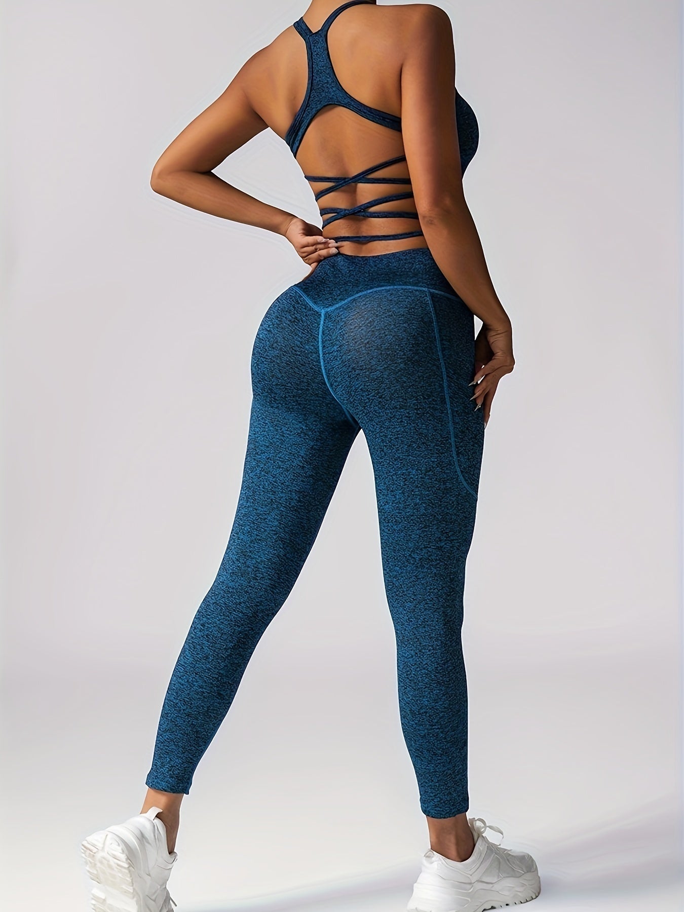 Womens Two Piece Workout Set High Waisted Leggings Sports Bra