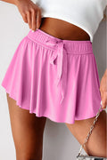 Bonbon Drawstring High Waist Lined Tennis Skorts