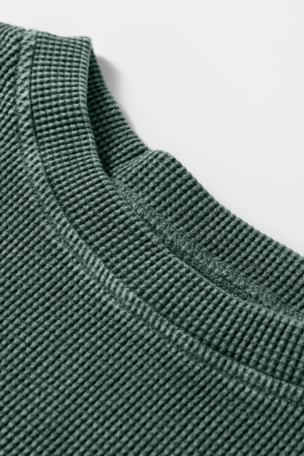 Waffle Knit Patchwork Long Sleeve Top