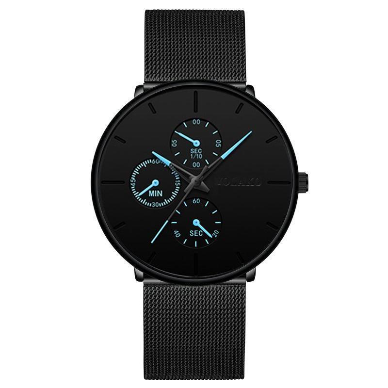 Minimalist Slim Mesh Quartz Watch for Men and Women in Black