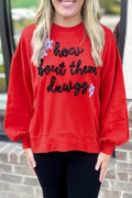 Fiery Red Glitter Graphic Sweatshirt - Georgia Dawgs