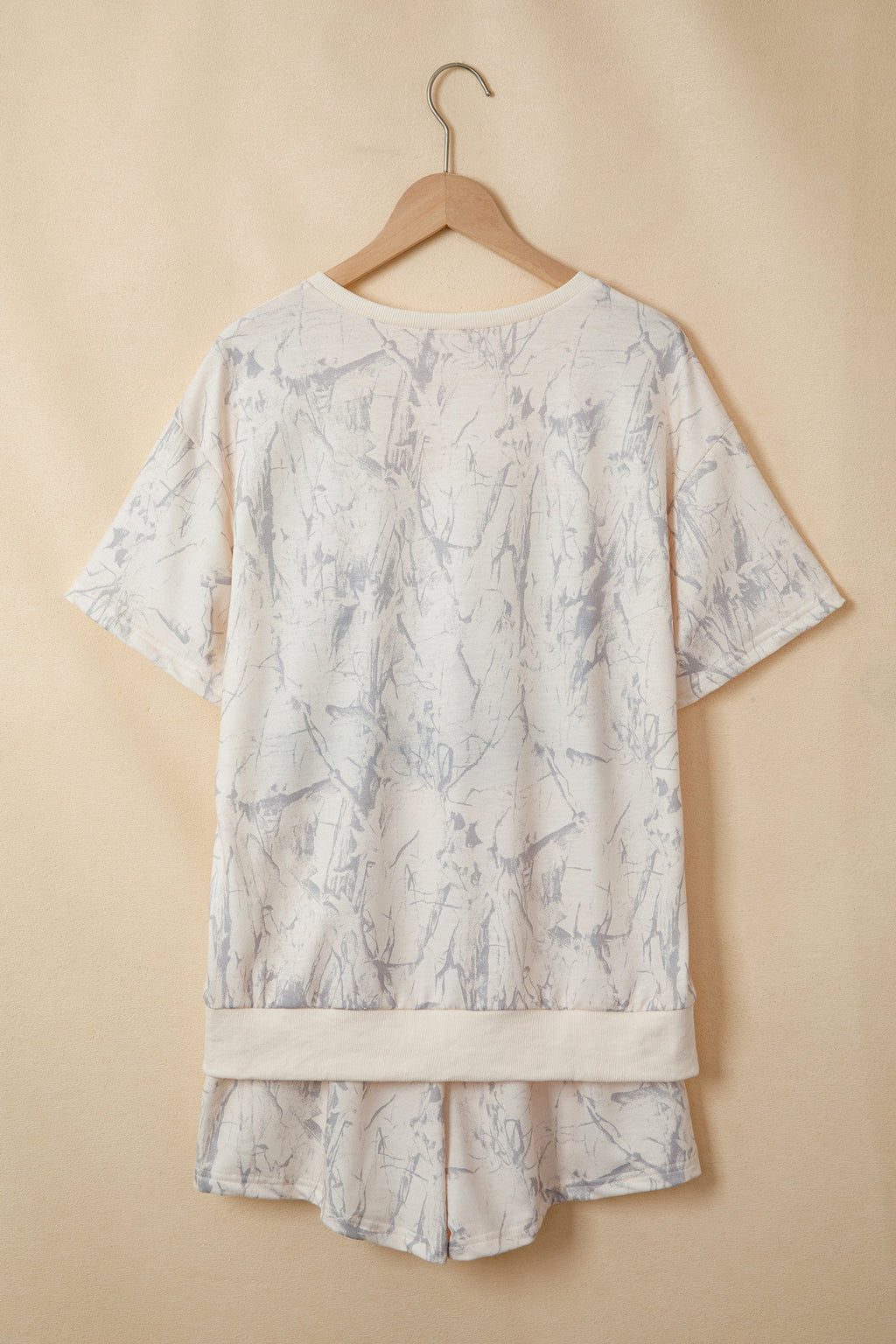 Camo V-Neck Loose Tee and Drawstring Shorts Loungewear Set