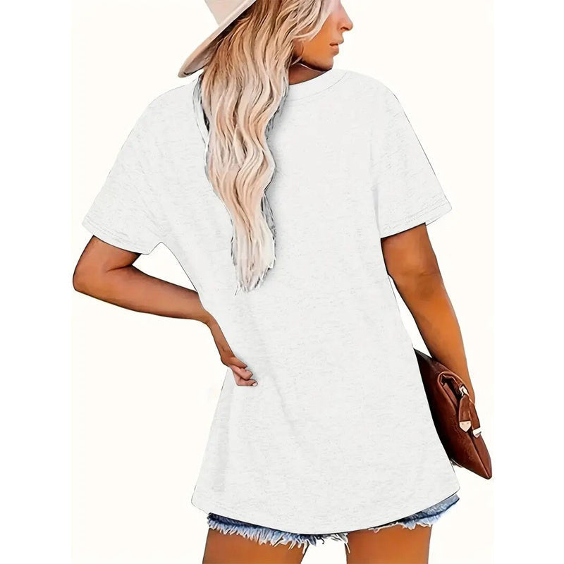 Women's Karma Print Short Sleeve Round Neck Casual Graphic T-Shirt - Image 2
