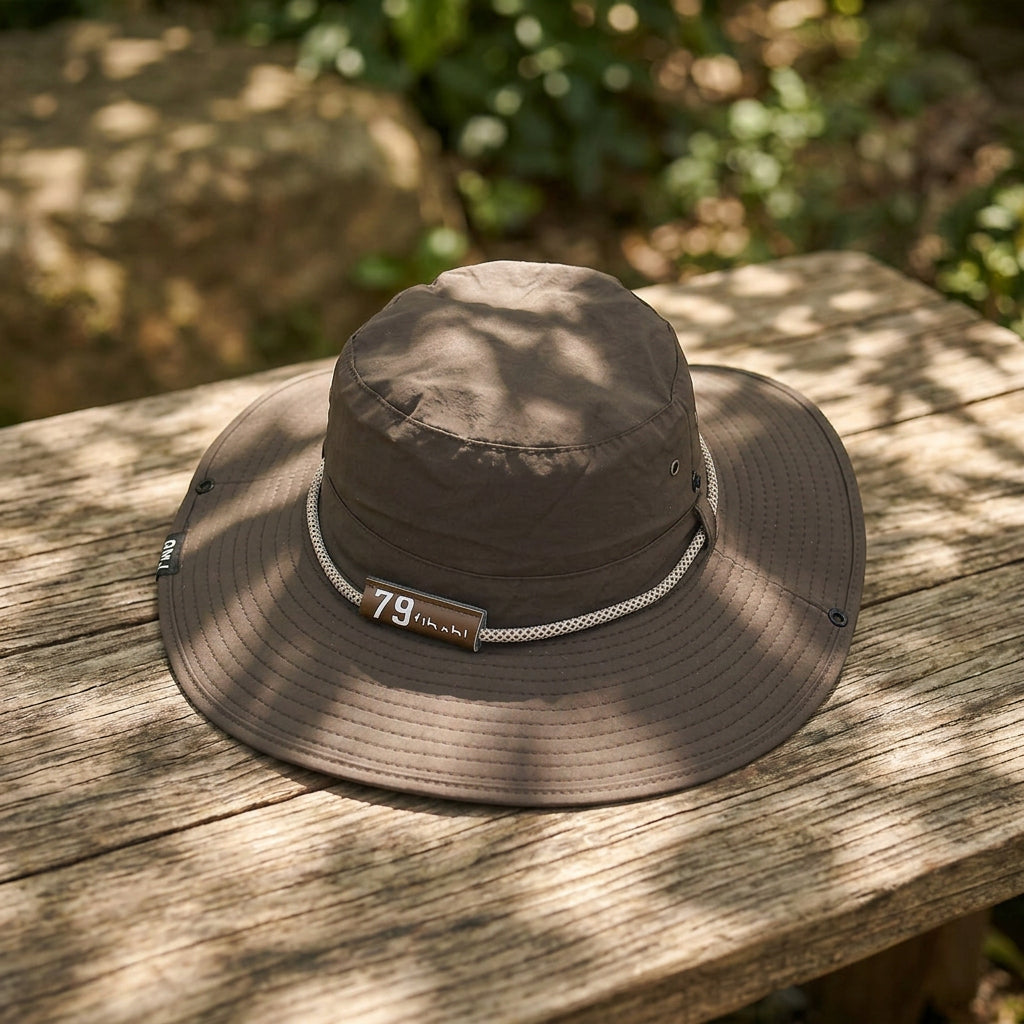 Leather Brim Letter Pattern Fisherman Hat