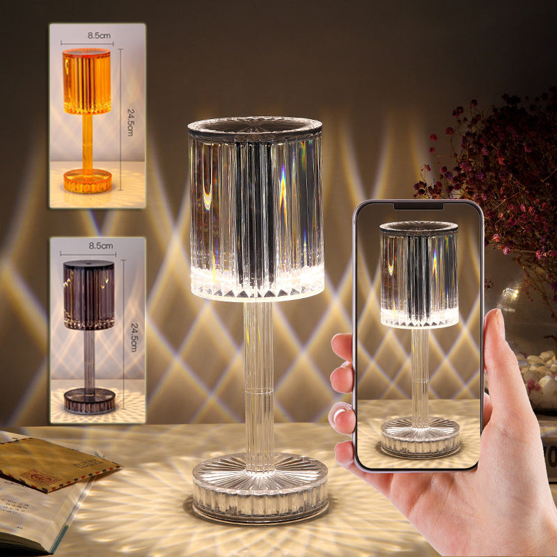 Crystal Diamond Table Lamp 3-Way Dimmable Touch Bedside Light