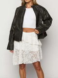 Lace Asymmetrical Mini Skirt