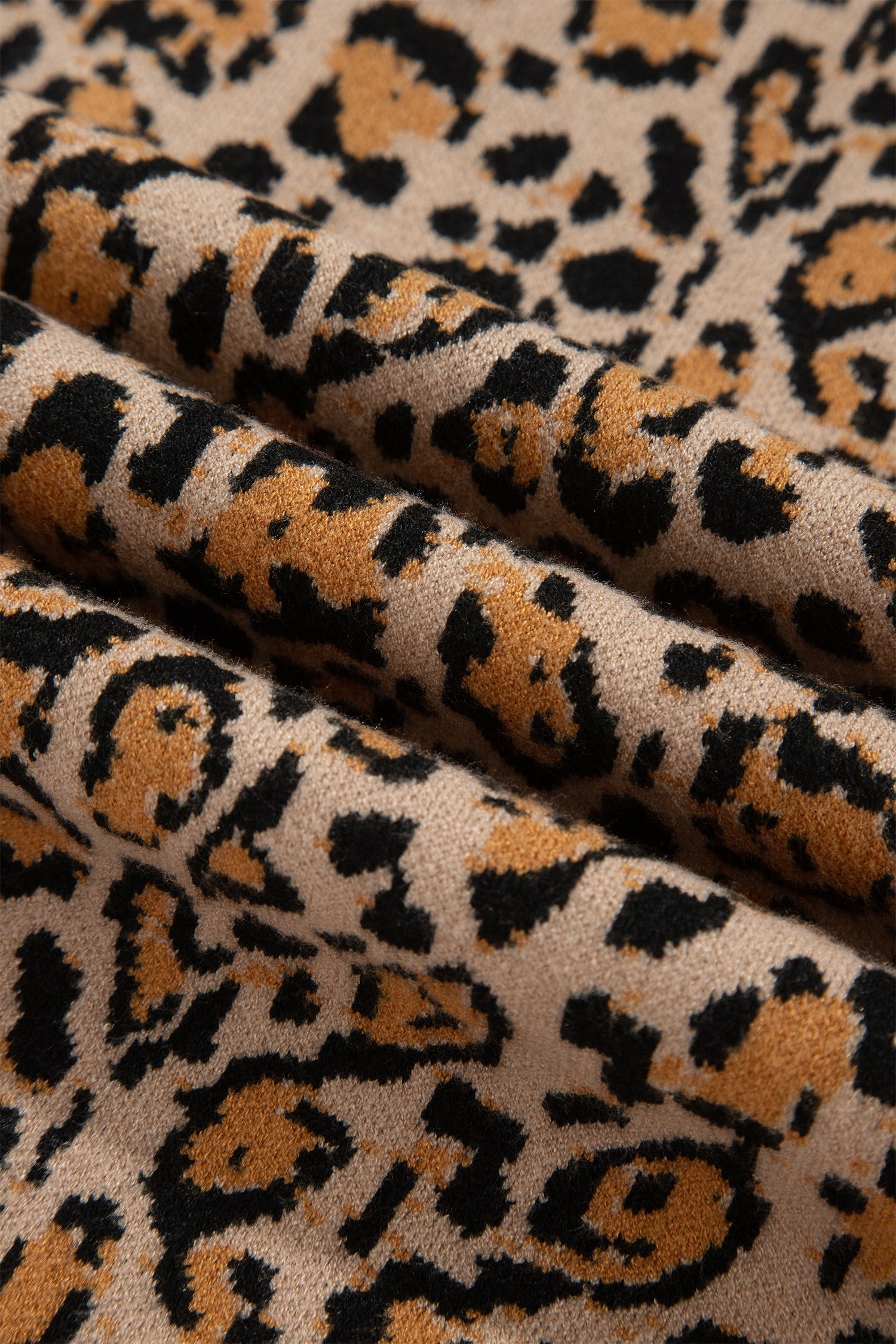 Leopard Contrast Collared Button Front Cardigan