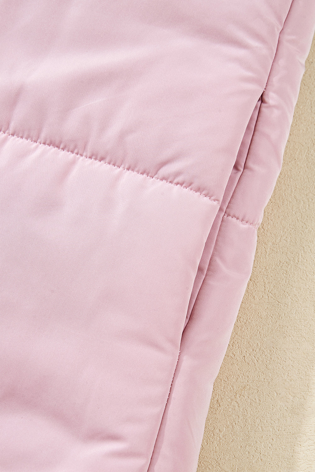 Women's Pink Solid Flutter Sleeve Puffer Vest with Snap Buttons