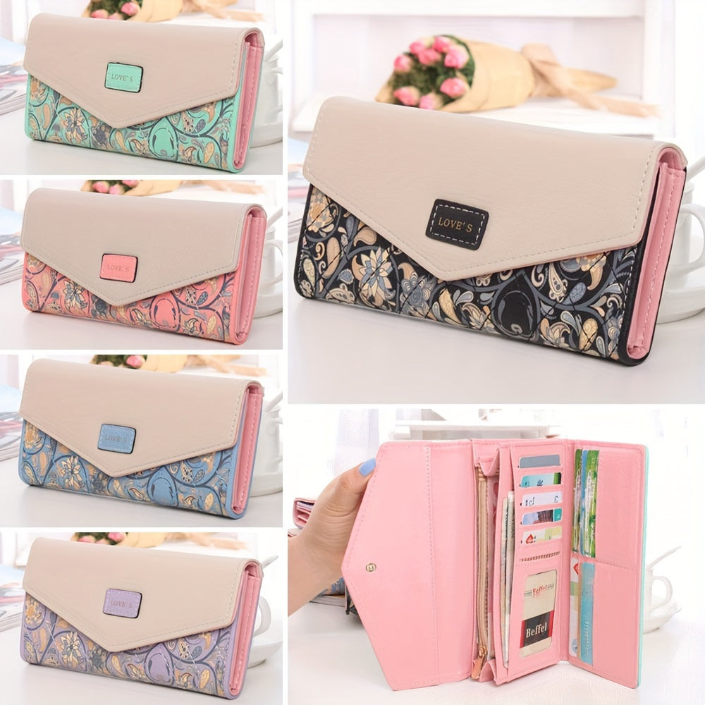 Chic Floral Wallet Card Holder Phone Pocket
