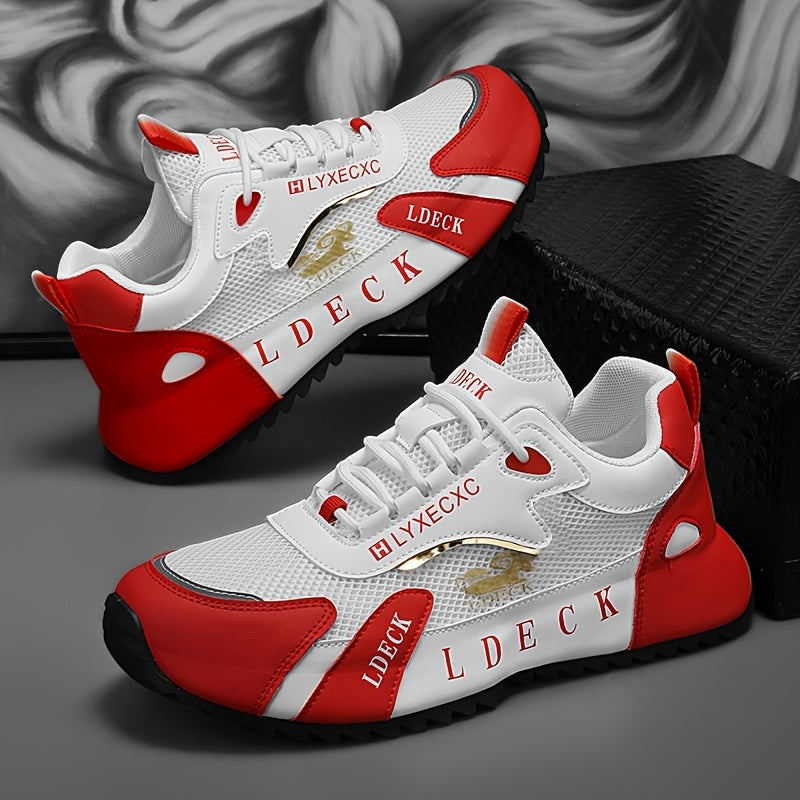 Golden Accent Mesh Sneakers Breathable Light Customizable