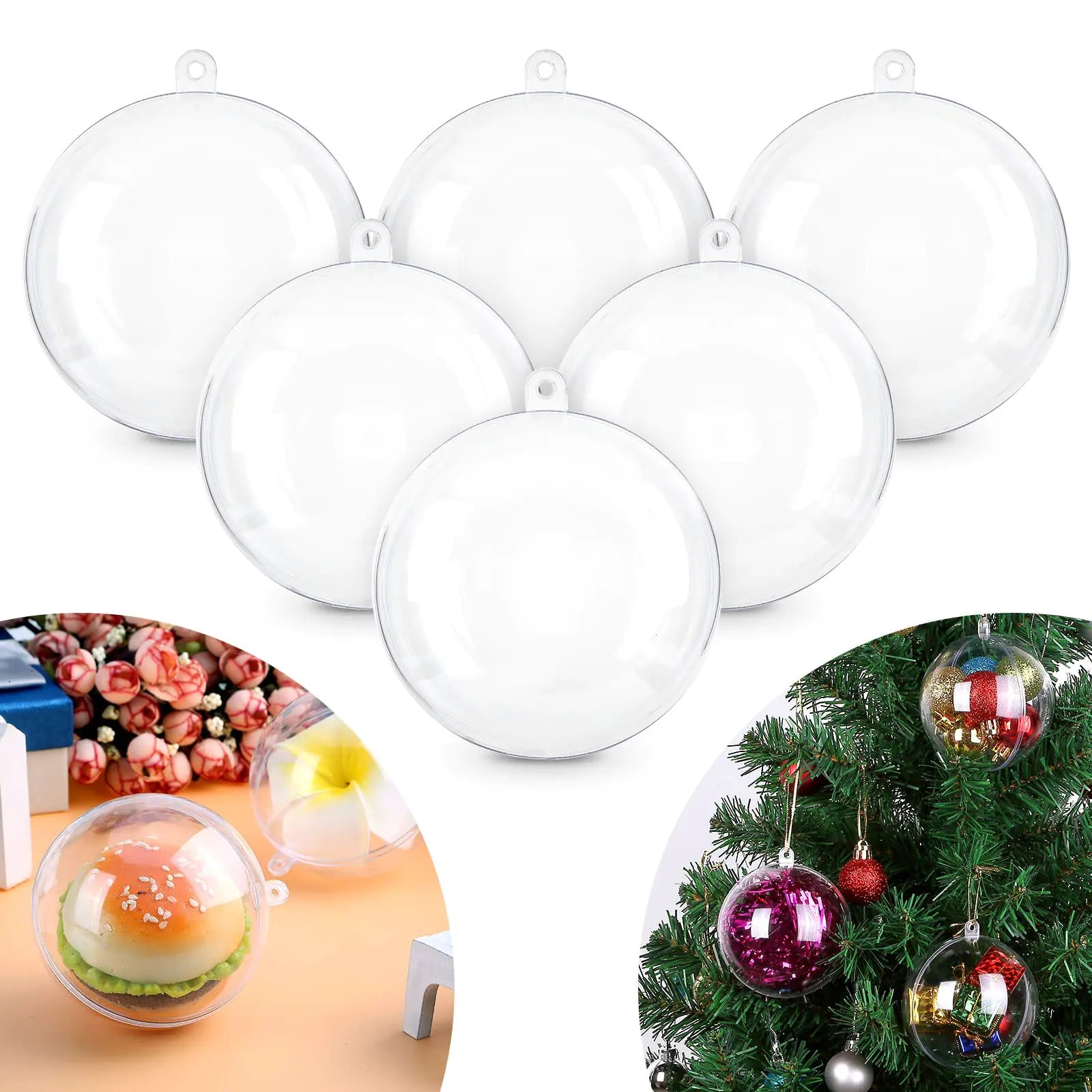 20pcs 1.96/50mm Christmas Balls Clear Plastic Fillable Baubles Ball for Christmas Tree Ornaments Hanging Pendants Wedding Party Christmas Decorations Navidad DIY Christmas Ornaments