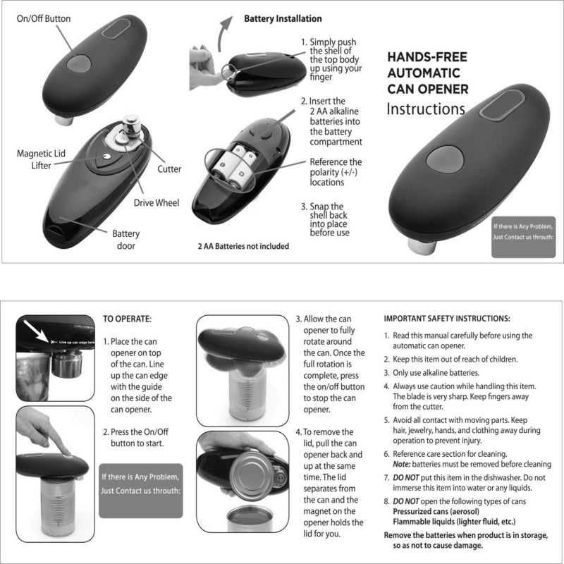 Automatic Electric Can Opener - Hands-Free Kitchen Gadget