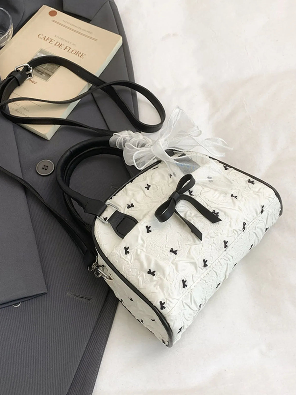 Ruched Bow Crossbody Bag