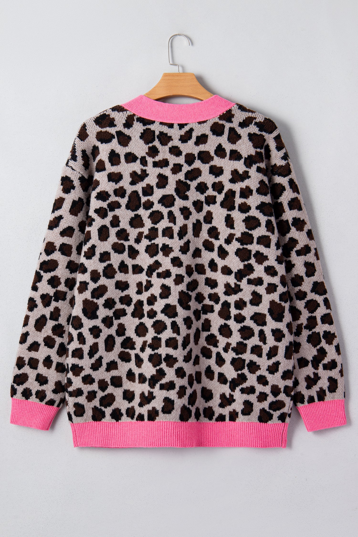 Colorblock Leopard Print Oversize Cardigan