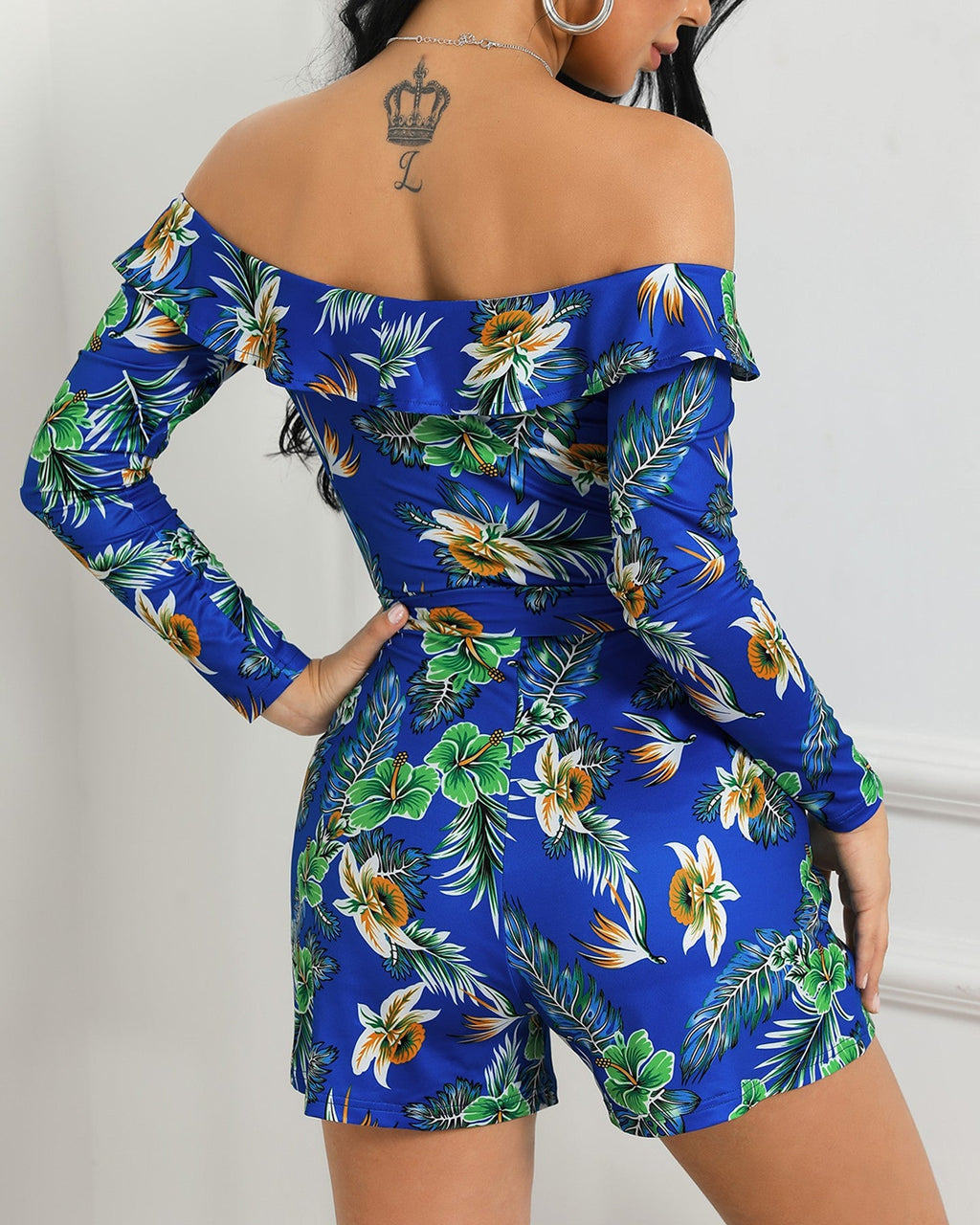 One-Shoulder Ruffle Floral Jumpsuit