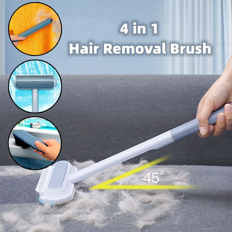 4-in-1 multifunctional hair removal brush in blue and white for cleaning furniture and screens