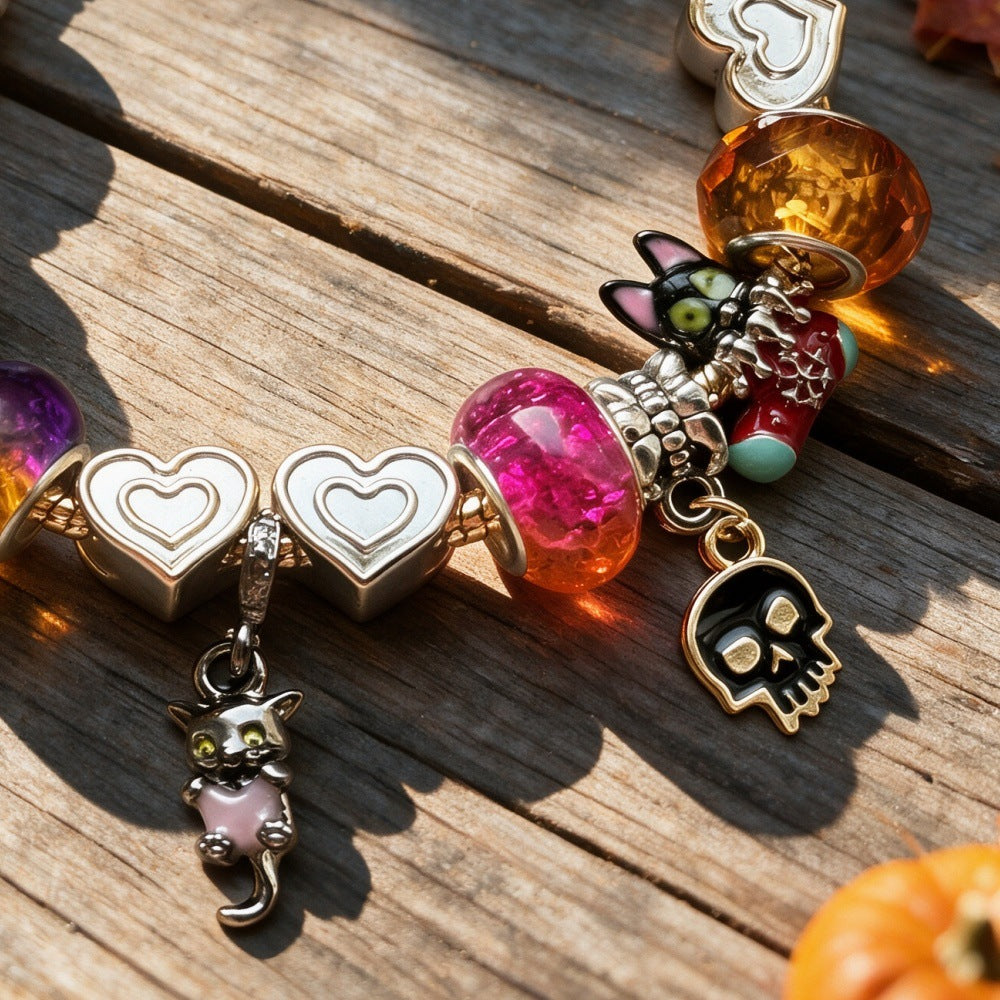 Halloween Black Cat Beaded Bracelet