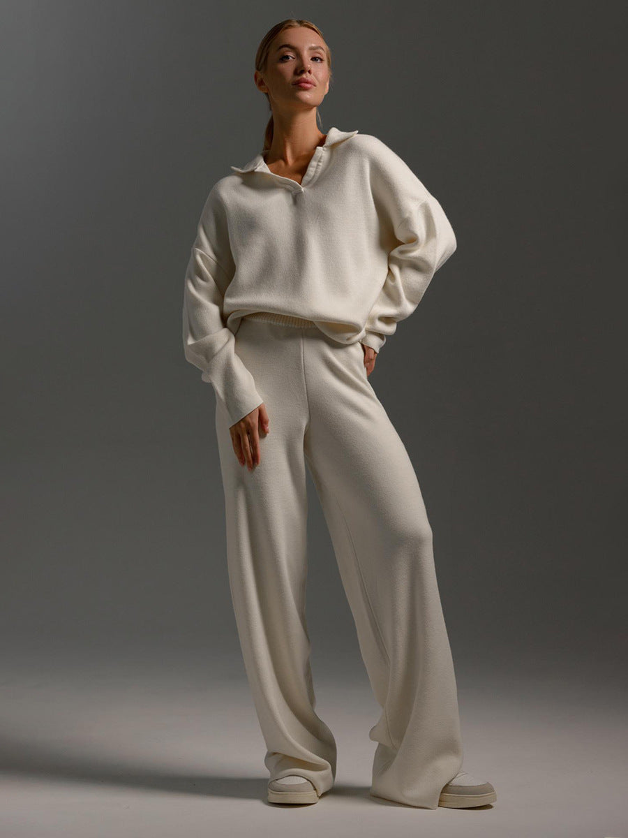 Women’s Two-Piece Set Loose Collar Sweater and Coordinating Pants - Image 7