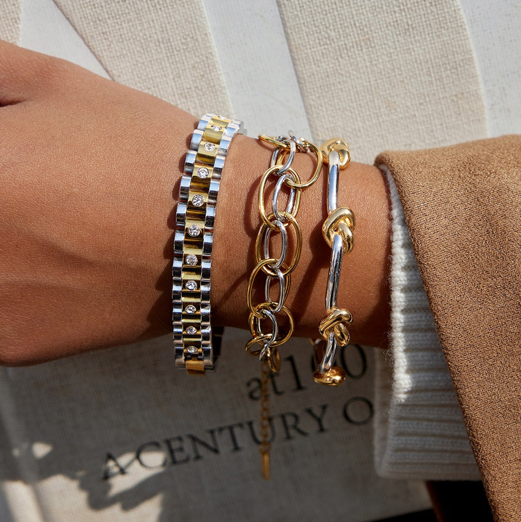 Two-Tone Titanium Steel Bracelet with 18K Gold Plating